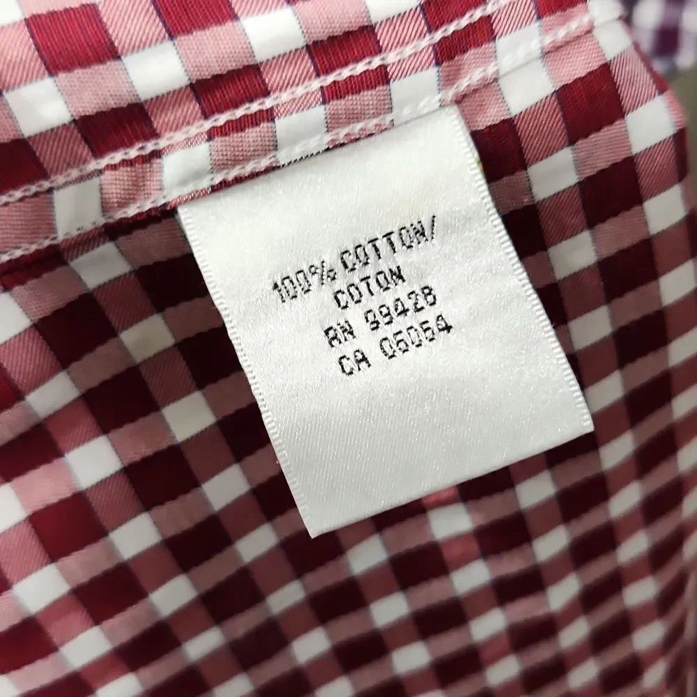 Bugatchi shaped fit shirt top button down plaid gingham work shirt small medium - Picture 6 of 9